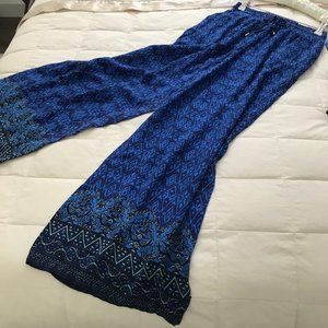 French Laundry Sz Sm Dark Blue Print Palazzo Pant
